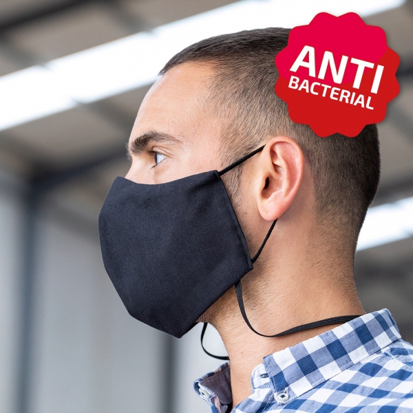2 layer anti bacterial face mask with lanyard
