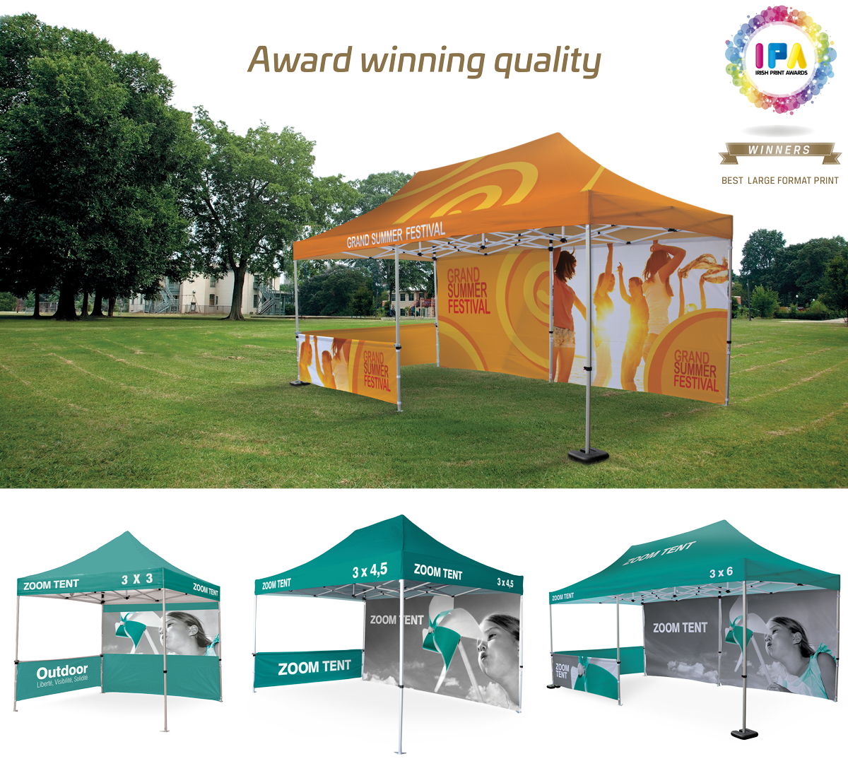 gazebo sizes b - Branded Gazebos / Printed Tents